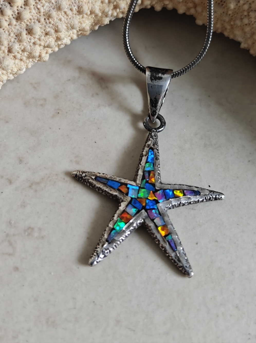 Vintage Cardenas Taxco Starfish Pendant Silver 950 Snake Chain Necklace - Picture 2 of 16